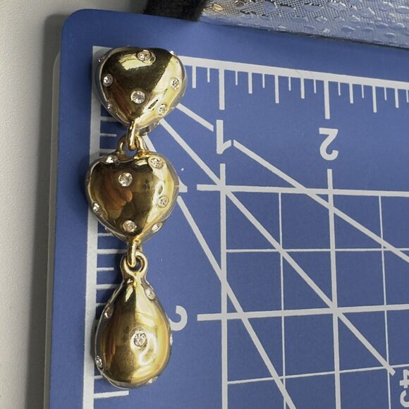 Givenchy Vintage Heart Clip Earrings Gold Tone Chunky Runway 1980 Valentines Day - Picture 12 of 12